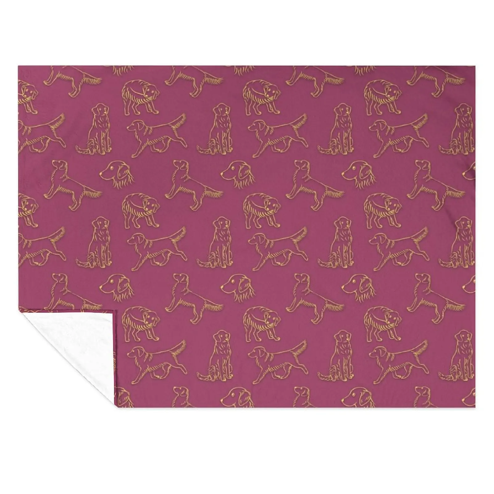 

Golden Retriever Pattern (Berry Background) Throw Blanket Luxury St Stuffeds Beach For Sofa Thin Blankets