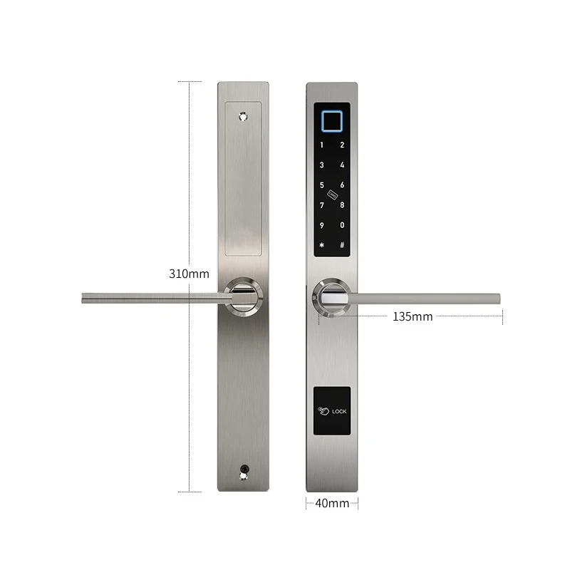 JUHEENDA Waterproof Bluetooth TTlock App Almumium Sliding Door Smart Lock Fingerprint IC Card Password Digital Electronic Lock