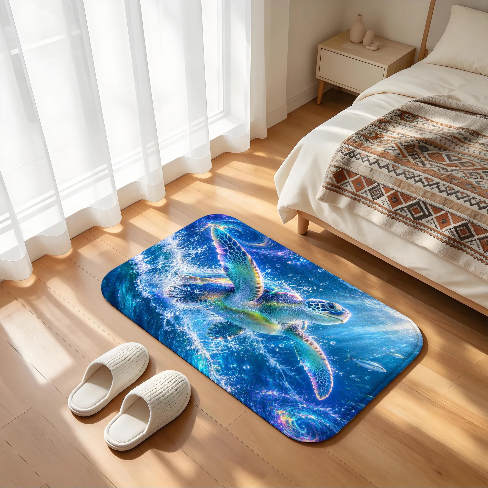Sea turtle Bath Mat Water Absorbent Quick Dry Anti-Slip Shower Rug Floor Carpet for Bathroom Home Decor