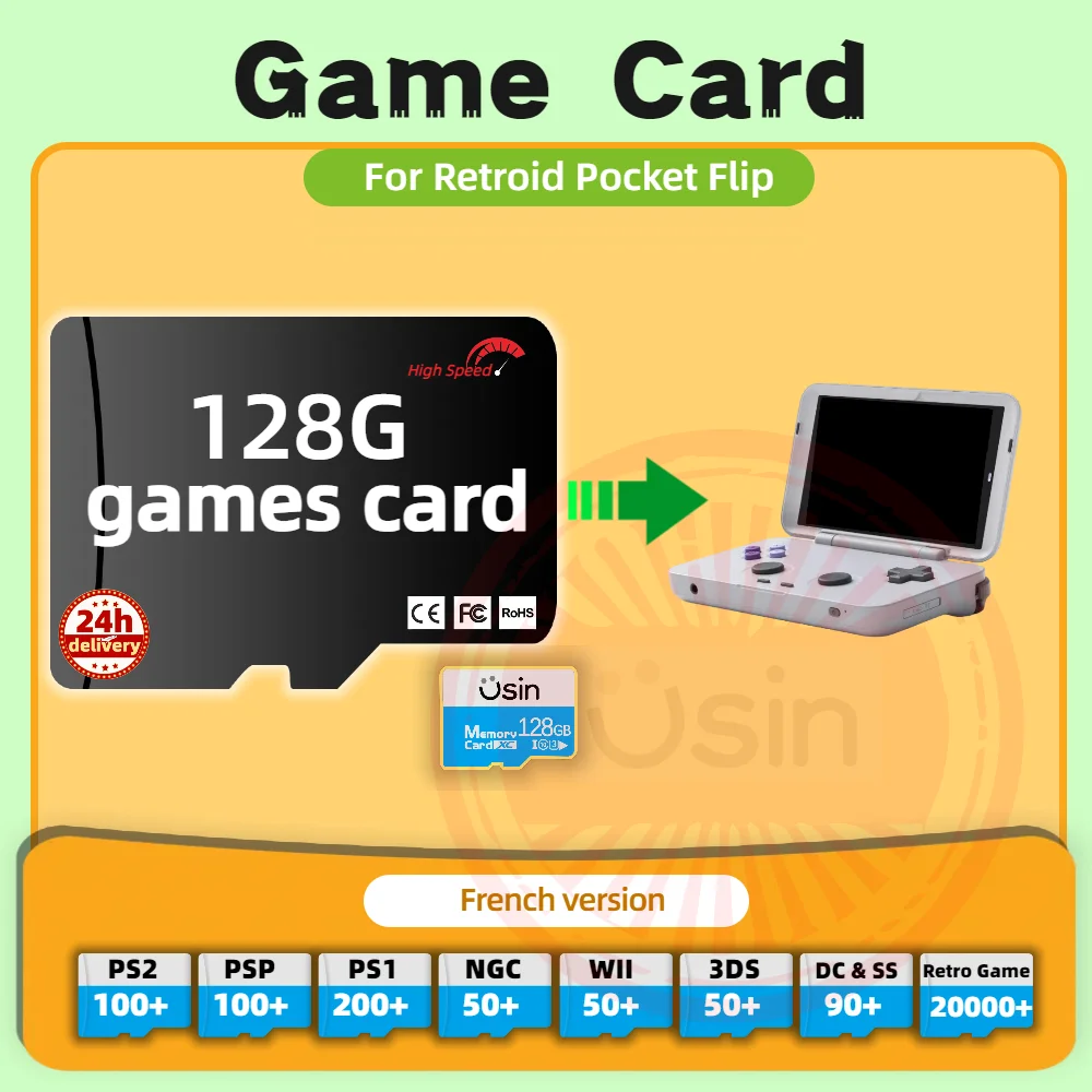 Memory Game Card For Retroid Pocket Flip 5 French Version Retro PS2 PSP Games Android Gaming portable Console SD TF H-speed 128G