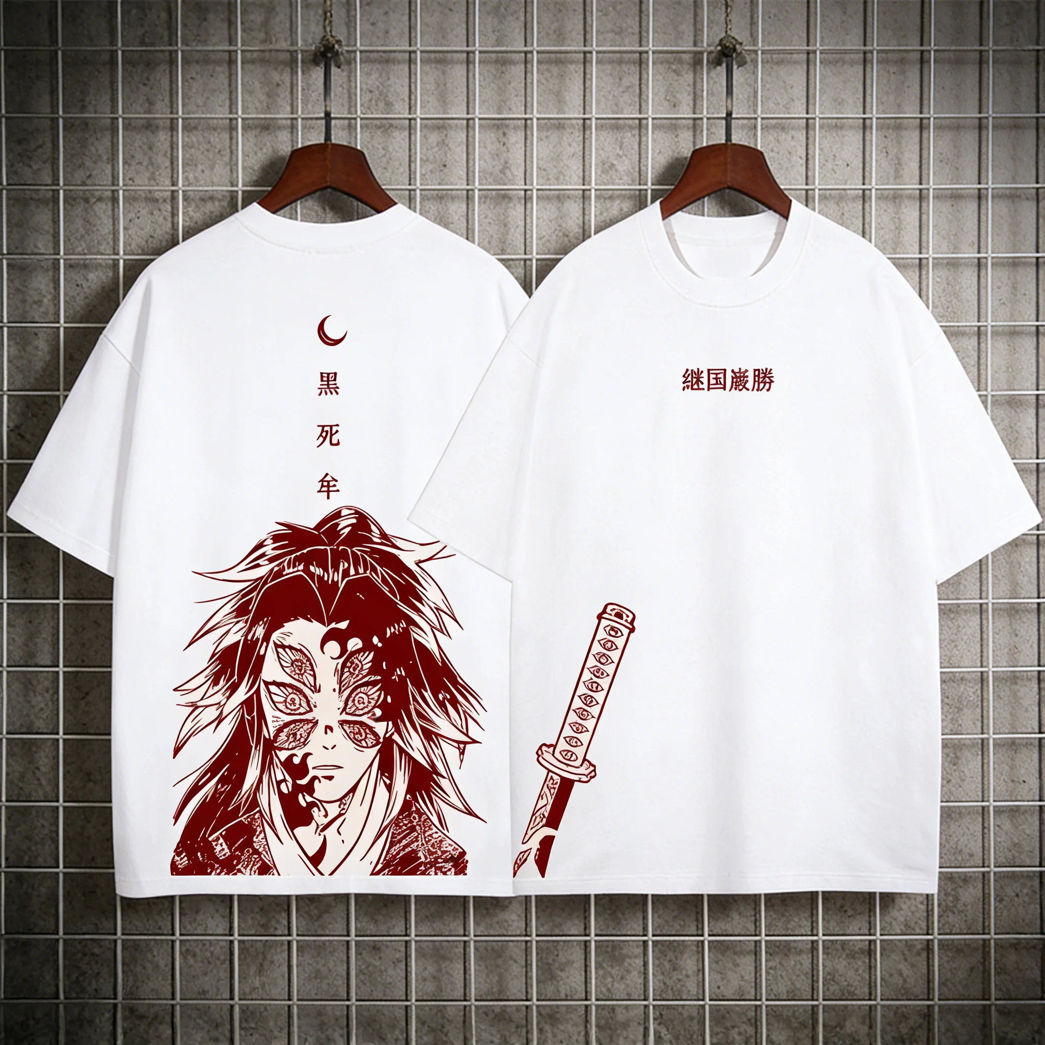 Demon Slayer Anime Kokushibo Yoriichi Printed T-shirt Men's and Women's T-shirt Men's Top Sports T-shirt Men's T-shirt Summer Te