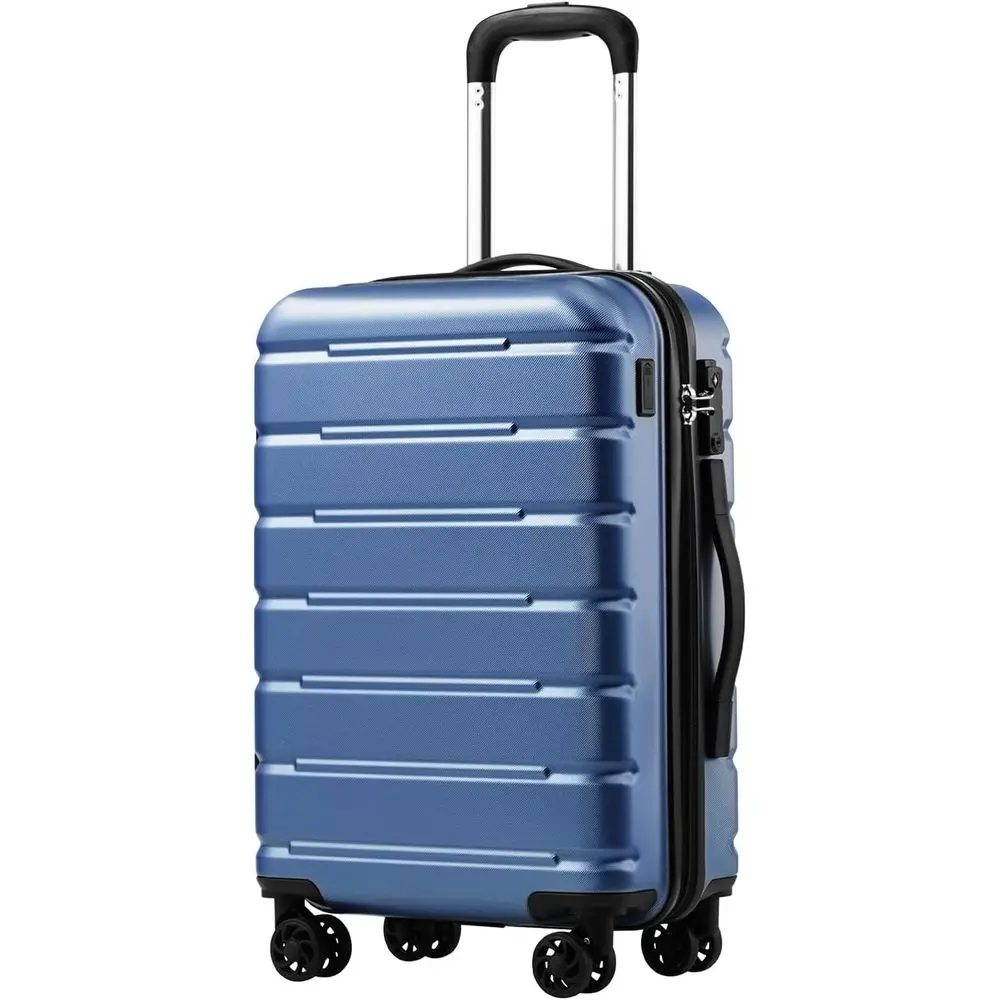 

Легкий расширяемый чемодан-спиннер на 20 дюймов с жестким корпусом, замком TSA и USB-портом, цвет: ледяной синий