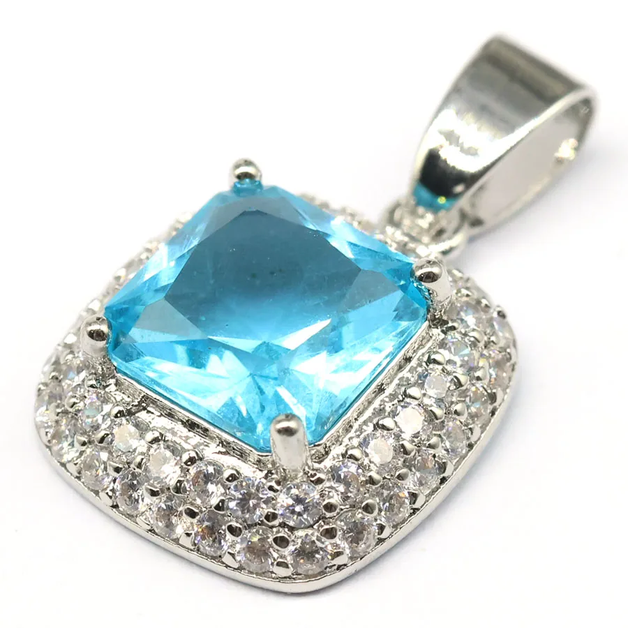 24x15mm Created Sky Blue Topaz Alexandrite Topaz Zultanite Violet Tanzanite Peridot Women Wedding Silver Plated Pendant