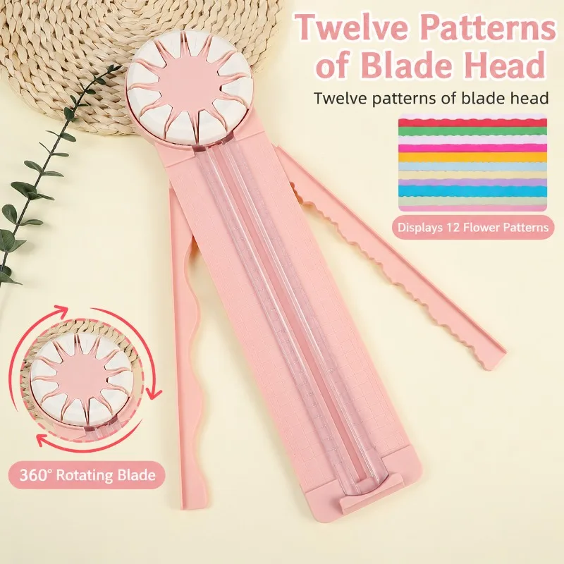 12-in-1 Paper Cutter Decorative Edge A4 Trimmer Photo Slicer Scrapbooking Handcraft Cutting Gadget Student School Stationery