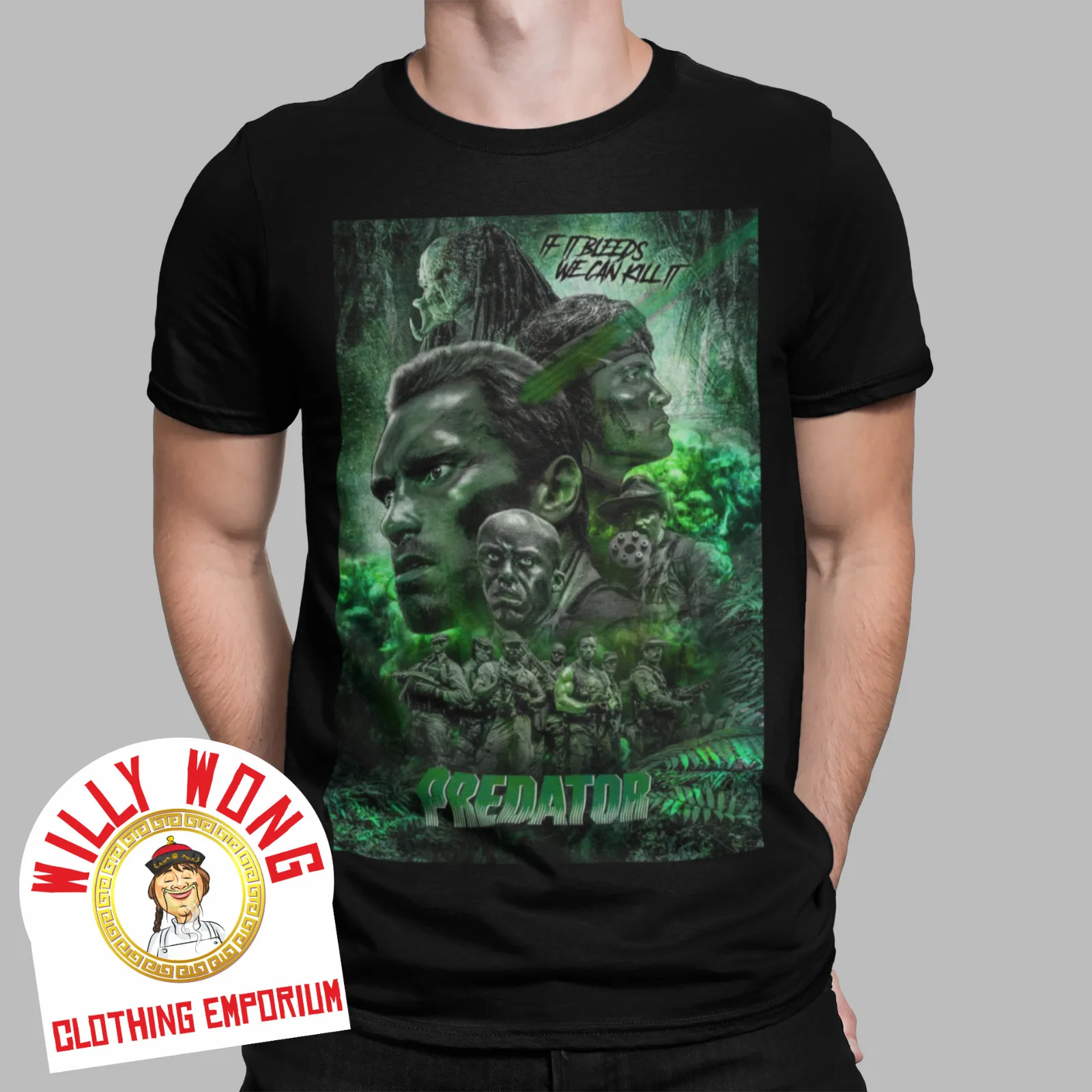 Camiseta Predator Retro Arnie Movie Alien Action 80s Action Space SCIFI Jungle