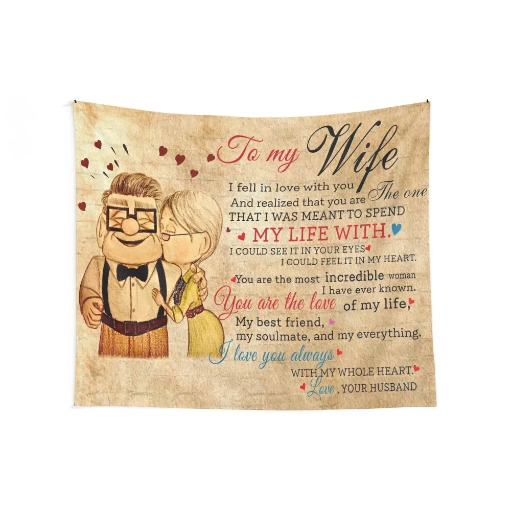 Carl and Ellie To My Wife I Love You Always With My Whole Heart, Valentines Gift For Wife Tapestry Room Decorator Tapestry