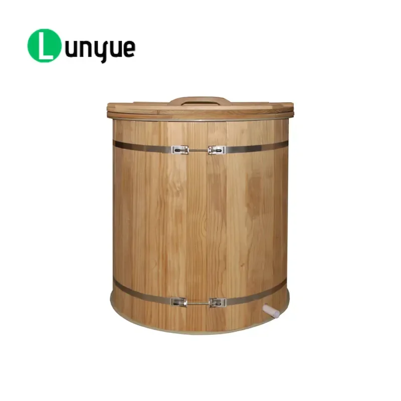 Wooden Ice Bath Tub for One Person Cold Water Immersion Recovery Barrel Portable Soaking Spa for Home Gym Muscle Relief