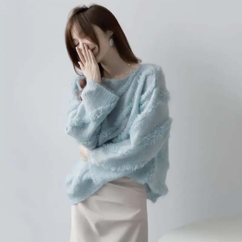 

Off-Shoulder Sweater For Women, New Autumn Winter Style, Loose And Elegant, Casual Outerwear Knit Top