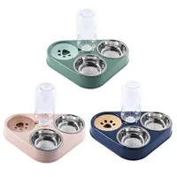 3 in 1 Stainless Steel Pet Dog Feeder Bowl With Dog Water Bottle Cat Automatic Drinking Cat Food Bowl Pet Feeder