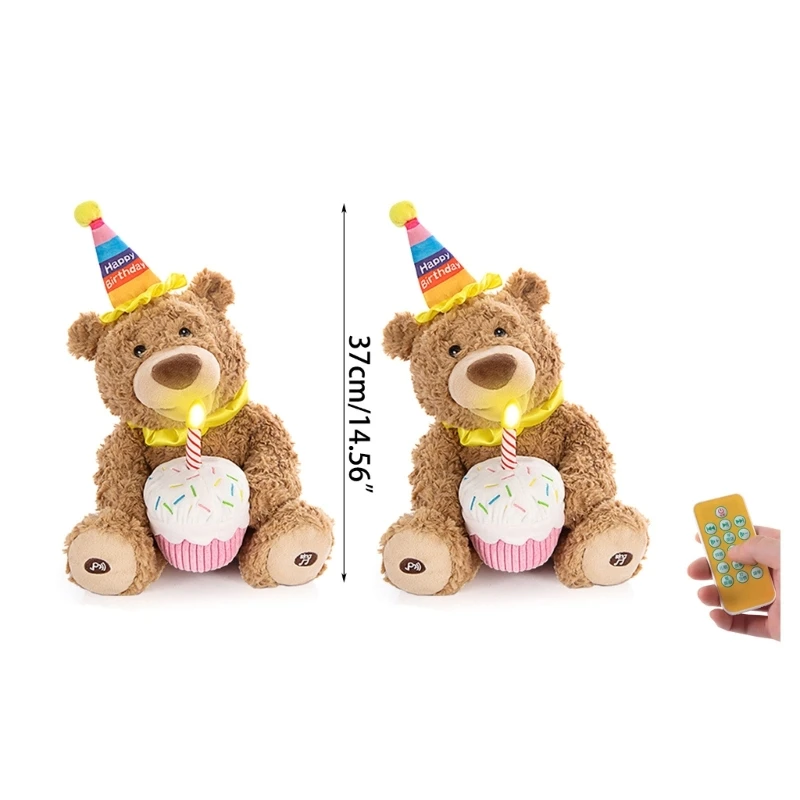 Happy Birthday Teddy Bear Stuffed Electric Plush Toy Birthday Singing Bear