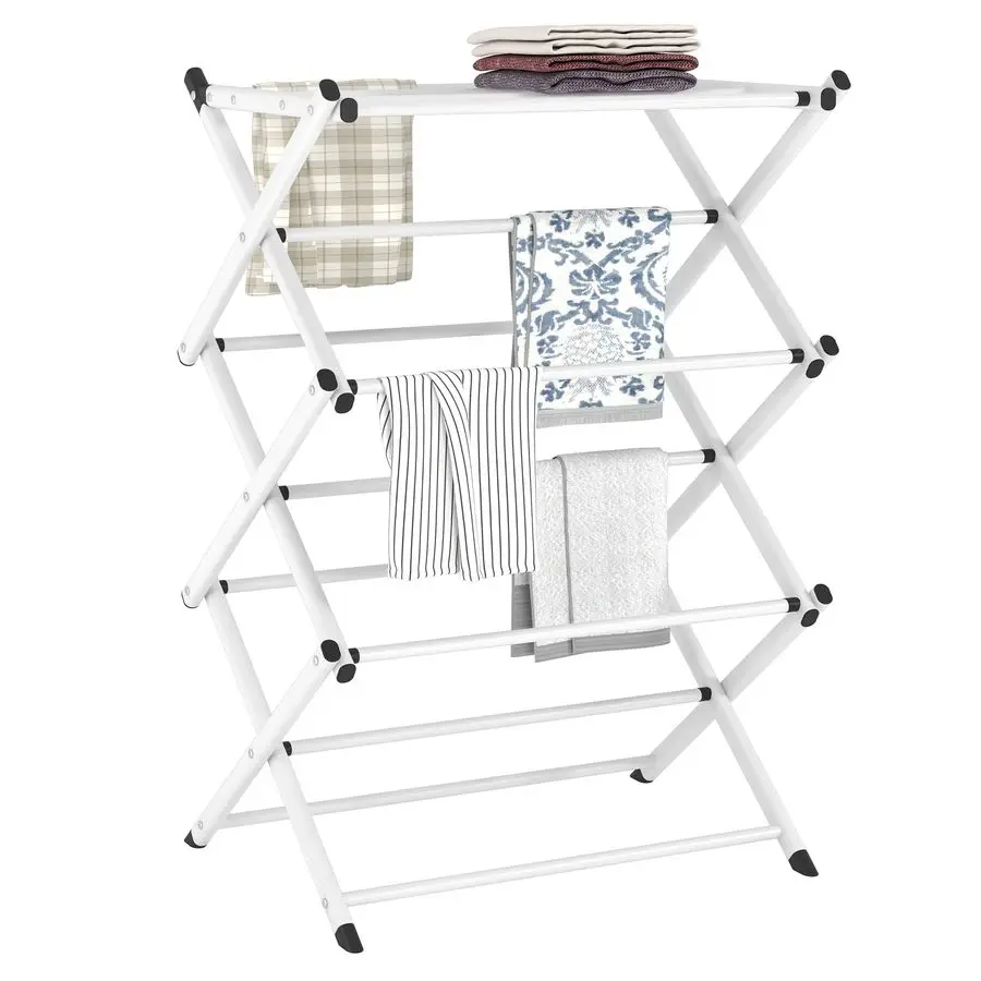 

Indoor Folding Clothes Drying Rack, Dry Laundry and Hang Clothes,Towel Rack for Storage White
