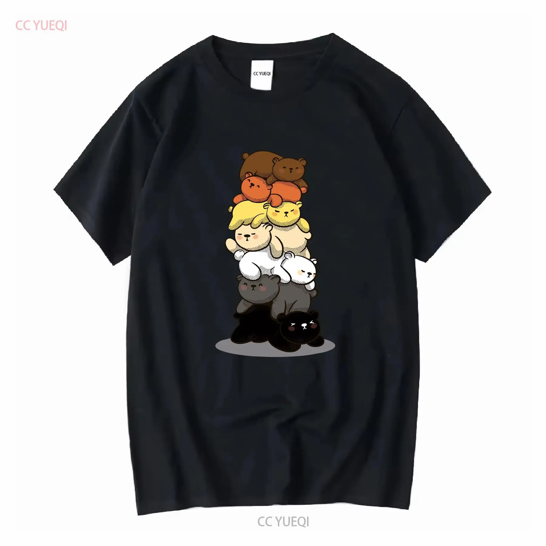 Gay Pride Bear LGBT Kawaii Bears Pile Cute Cub Flag T Shirt  vintage Washed Versatile Comfortable graphic Soft Slightly