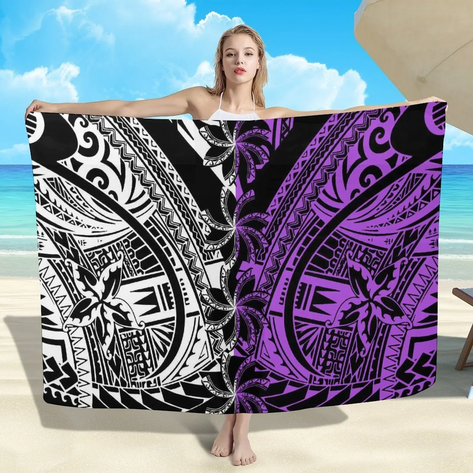 Custom Sarong Vintage Art Print Polynesian Sunblock Casual Sarong Women\'s Summer Beach Bikini Wrap Scarf