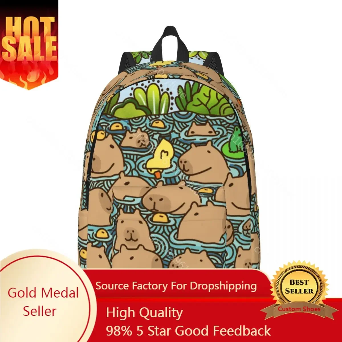 

Summer Capybaras Backpack Cartoon Rodent Cute Aesthetic Backpacks Women Men Travel School Bags High Quality Rucksack Christmas