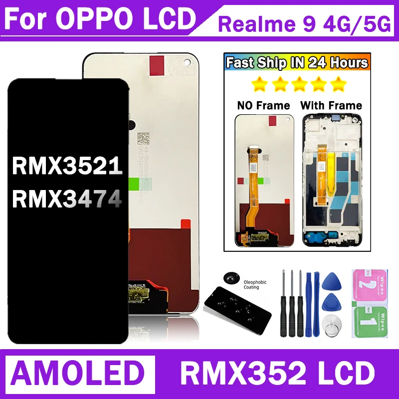 AMOLED For OPPO Realme 9 Realme9 4G/5G RMX3521 RMX3474 LCD Display