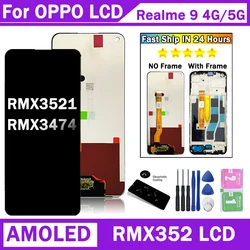 AMOLED For OPPO Realme 9 Realme9 4G/5G RMX3521 RMX3474 LCD Display Touch Screen Digitizer Assembly With Frame
