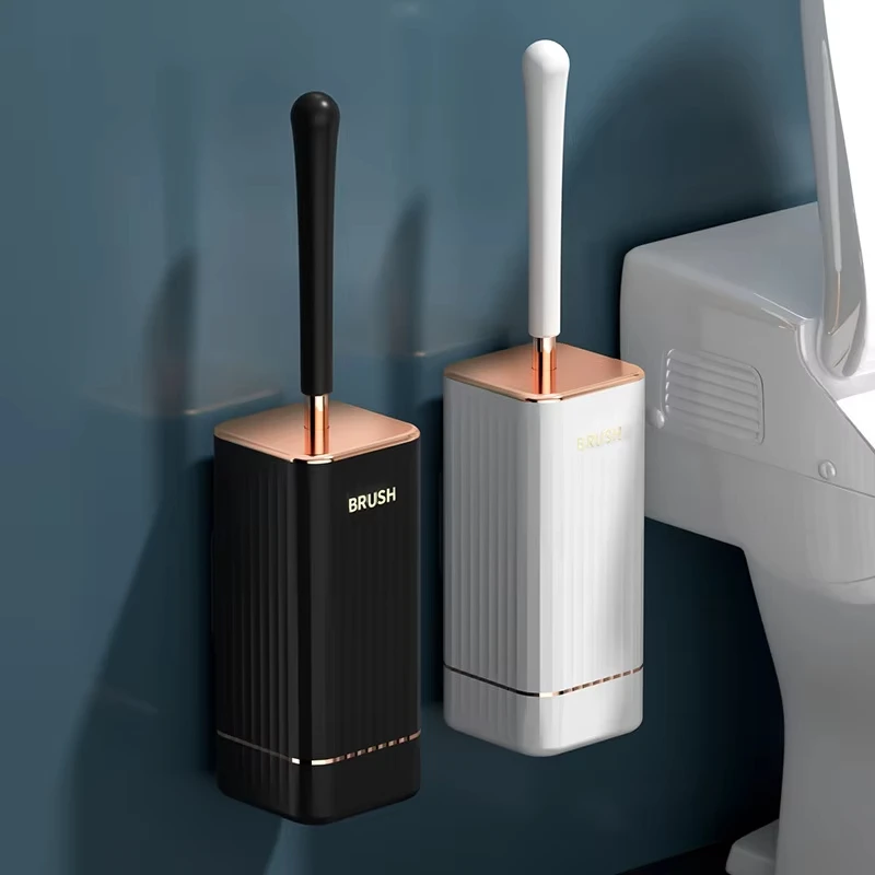 Home Toilet Brush and Holder with Ergonomic Long Handle Modern Bathroom Decor Cleaning Accessories Durable Deep Cleaning