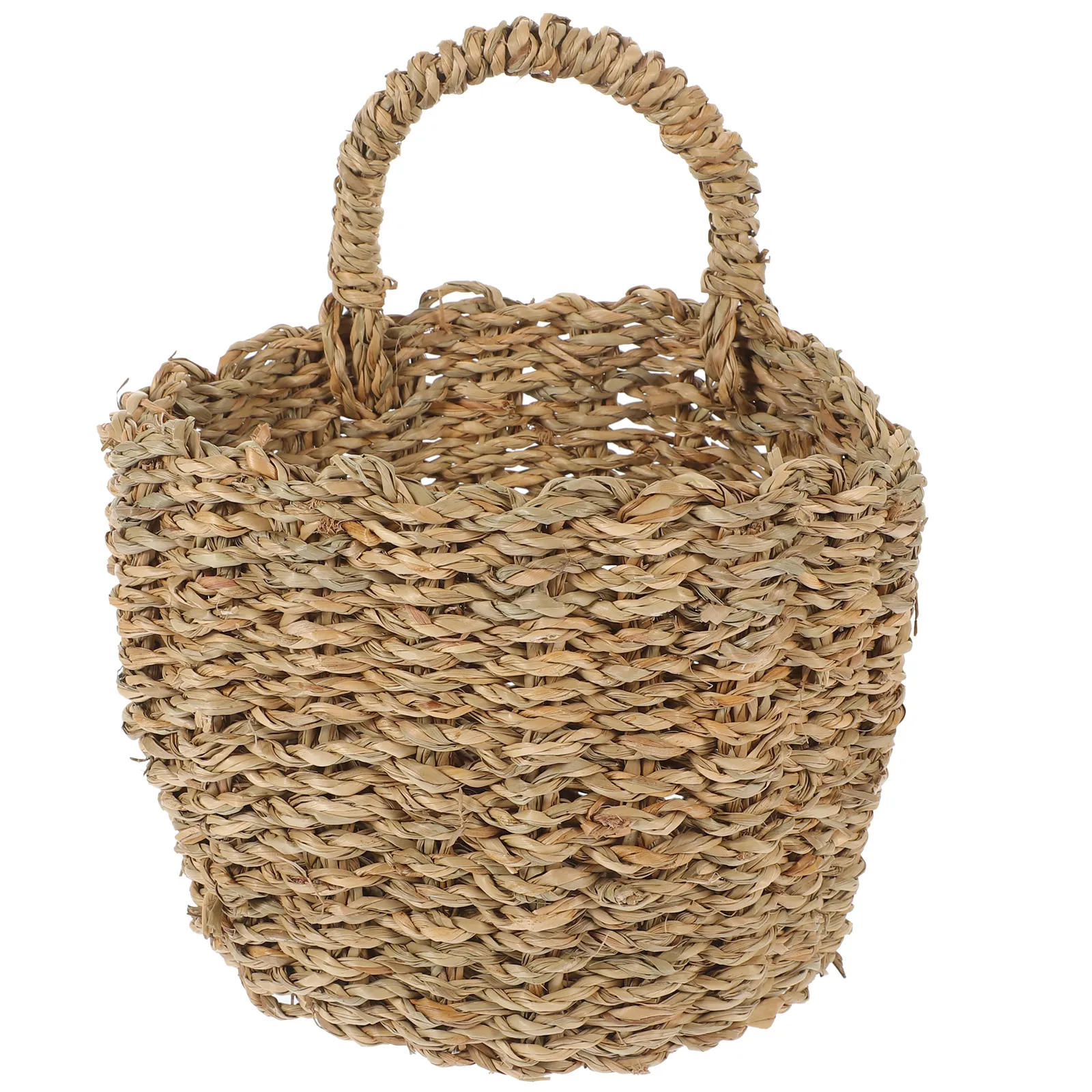 

Straw Braid Hanging Storage Basket Wall Woven Basket Pastoral Style Grass Rope Woven Home Storage Hanging Baskets 20X14X14cm