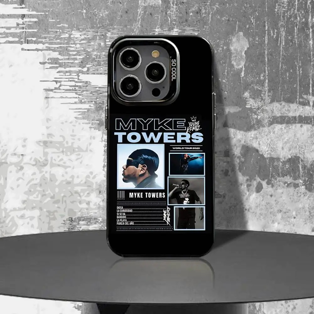 

M-Myke 2025 T-Towers Phone Case For iPhone 16,15,14,13,12,11,Pro,XS,Max,Plus,Mini,SE4,E Black Matte Shockproof Cover