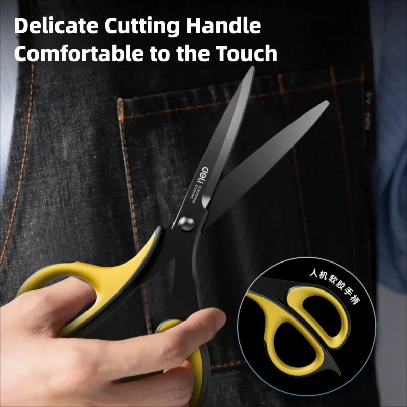 Deli 175mm Anti-Stick Stainless Steel Alloy Scissors for Office And School Use Student DIY Hand Craft Stationery Tool