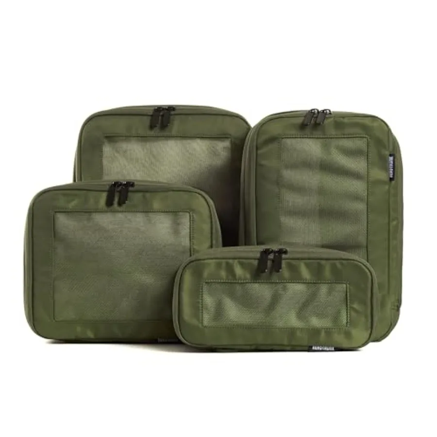 

Compression Packing Cubes for Travel - Luggage Organizer Bags - Double Zipper Packing Cubes for Suitcases 4-Pack Olive
