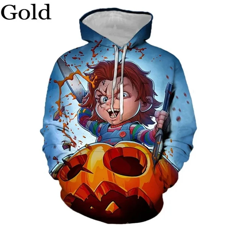 Bride Of Chucky Movie 3D Graphic Hoodies Unisex Long Sleeve Casual 3D Printed Sweatshirt Hooded Sweatshirts For Men Women Tops