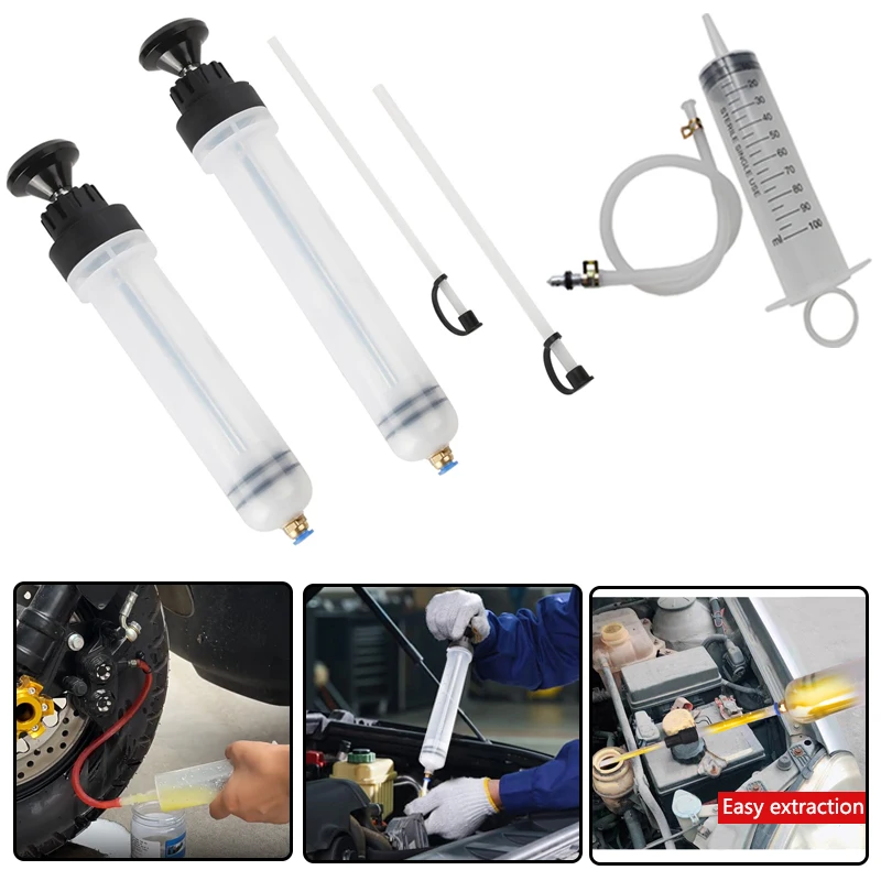 HOT Car Brake Fluid Oil Extractor Auto Oil Change Syringe with Hose Manual Fuel Suction & Filler Fluid Oil Change Evacuator Pump