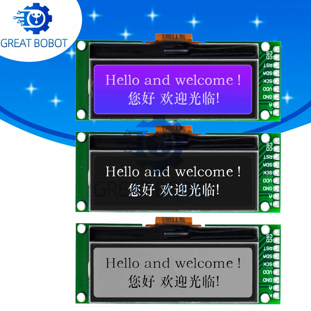 Image of BS LCD19264 192*64 192X64 Grafikmatrix LCD Modul Display 3,3-5V LCM eingebauter UC1609C Controller mit LED-Hintergrundbeleuchtung