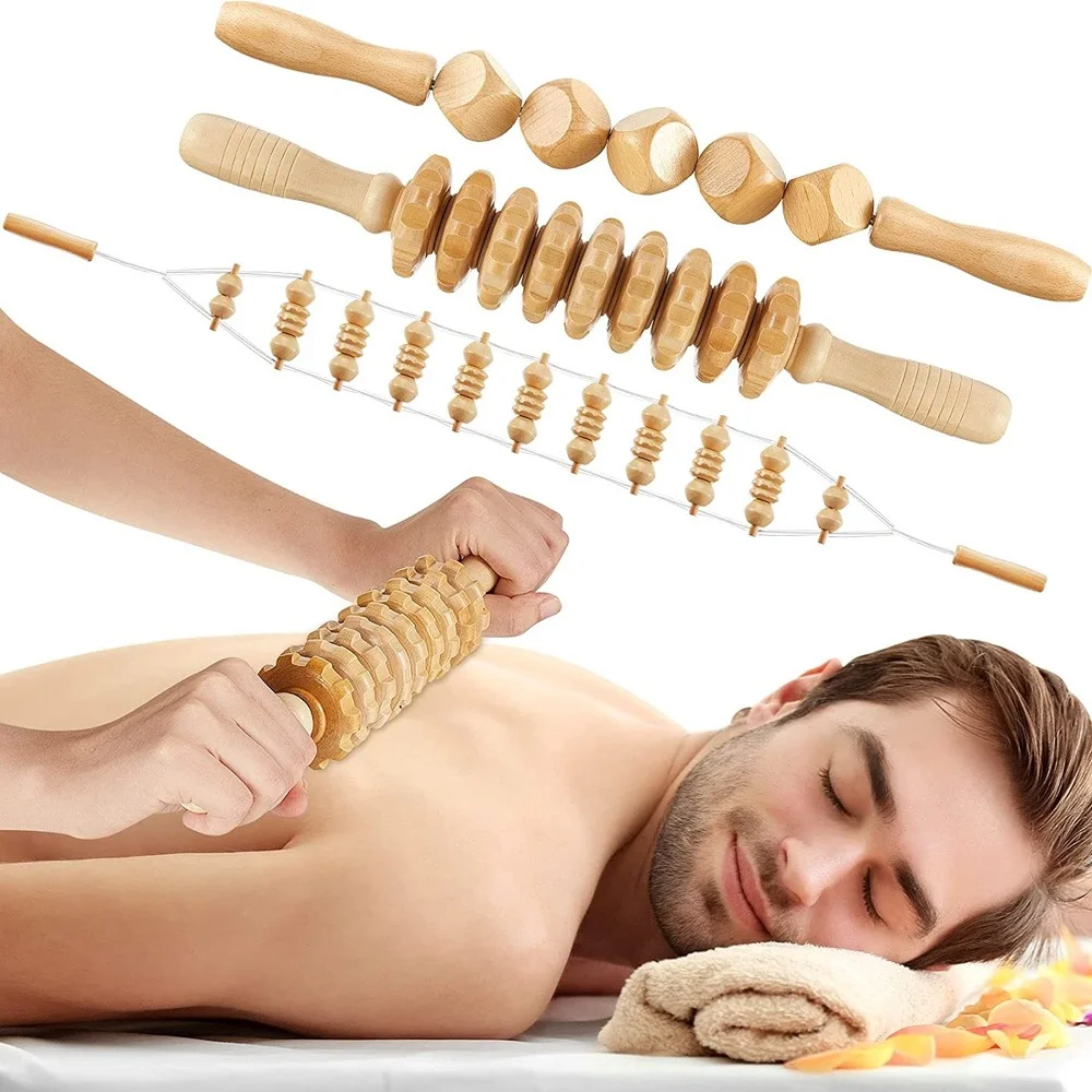 

Wooden Massage Tools Anti Cellulite Massager Handheld Cellulite Massage Roller Lymphatic Drainage Massage Tools