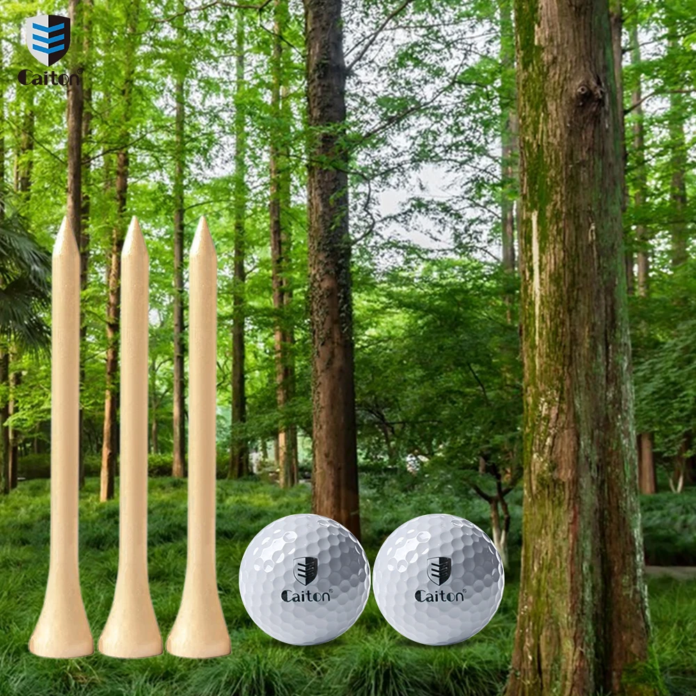 Caden Golf Wooden Tee, 10pcs Environmentally Friendly And Durable, Smooth Surface, Sizes (1.17in，2.1in，2.8in，3.3in) Choice