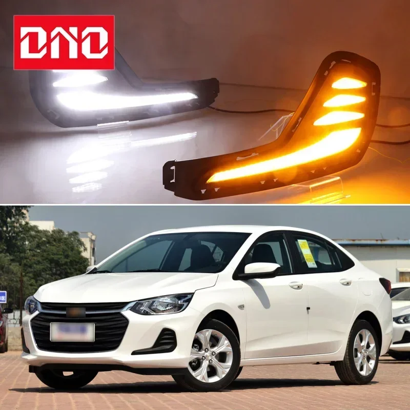 Car LED 12V Daytimes Running Lights For Chevrolet Cavalier 2019 2020 Yellow Turn Signal Night Blue Running Lamps Car Foglamp