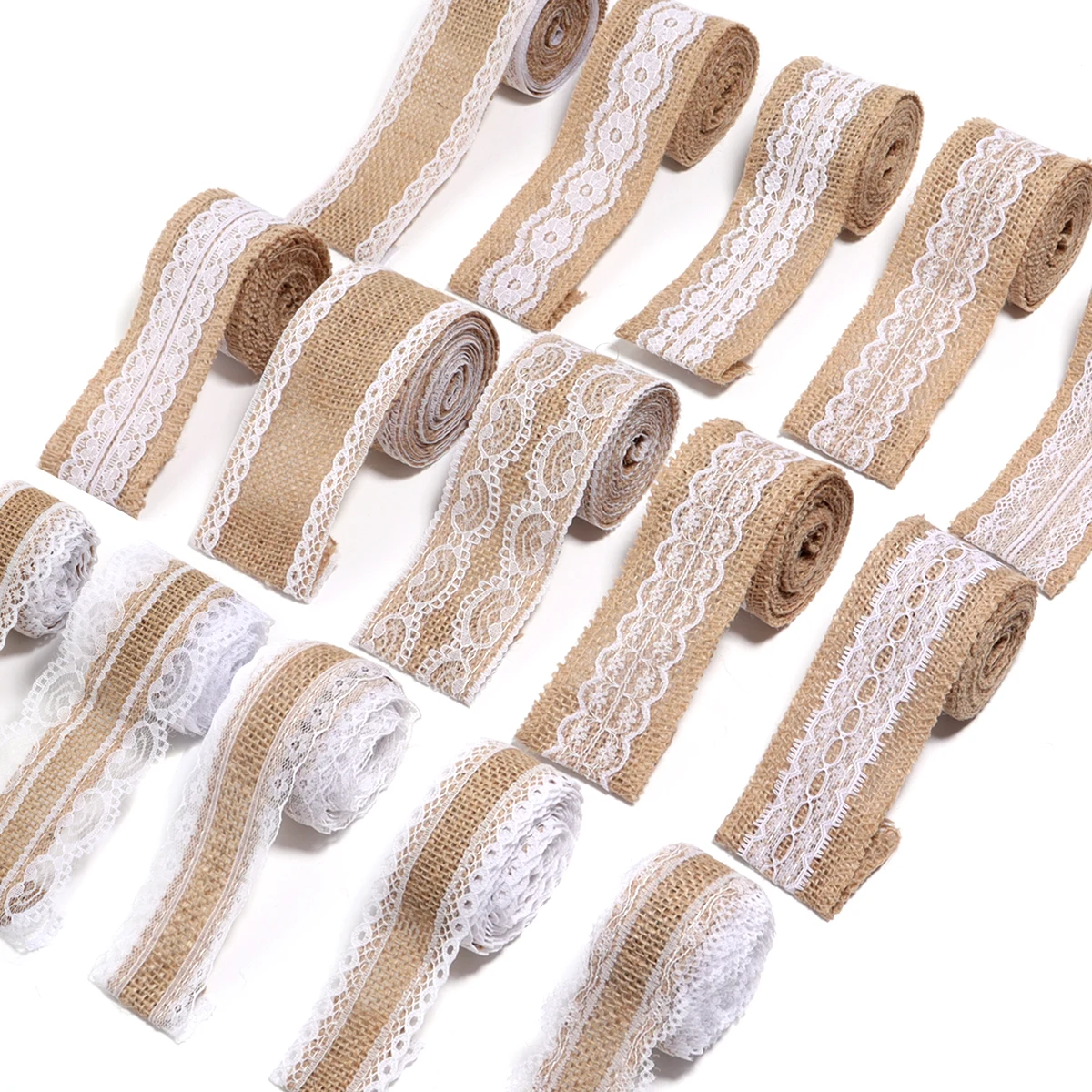2yards/roll Natural Lace Linen Jute Ribbons Wedding Decor DIY Handcraft Gift Rutual Flower Bouquet Pack Party Decor