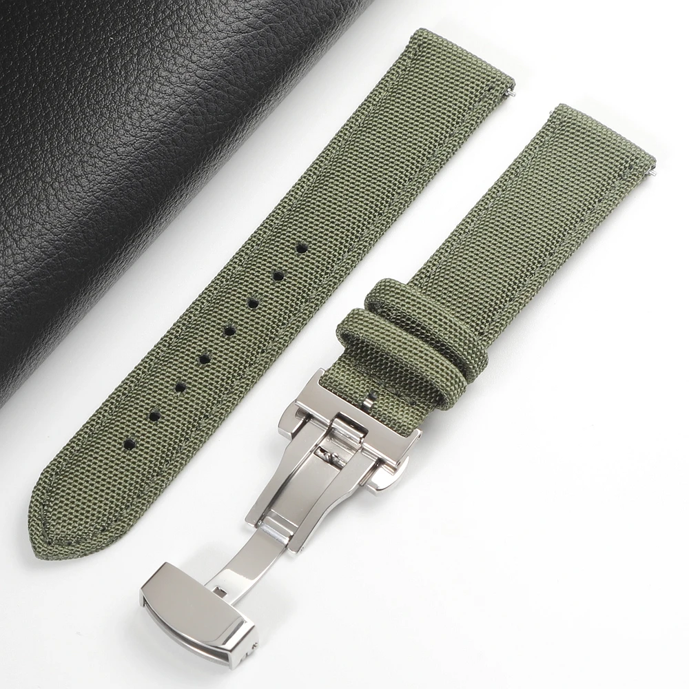Quick Release Nylon Zeildoek Horlogeband 18mm 19mm 20mm 21mm 22mm 24mm vlinder Gesp Band Voor Omega Voor Seiko Horlogeband