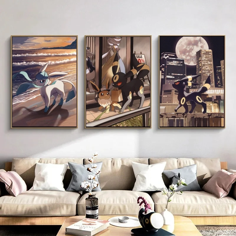 

Pictures of Pokemon Characters Umbreon Children's Cartoon Characters Mural Children's Bedroom Decoration Hanging Picture