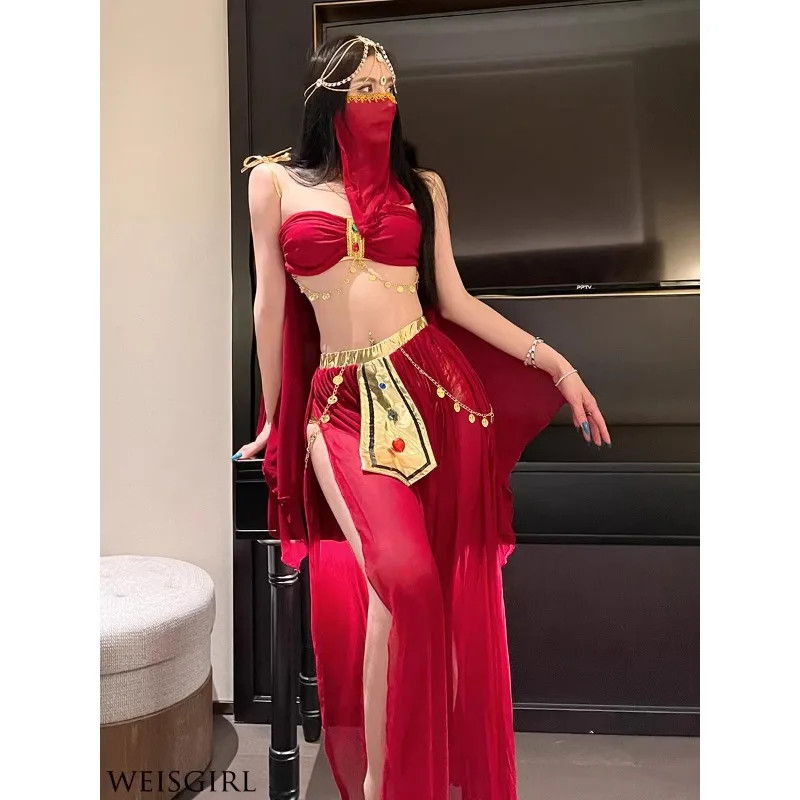 تخصيص مثير علاء الدين آلهة سحر غريب الرغبة النقية المنطقة الغربية راقصة ليلة المرحلة تأثيري الهندي ملابس رقص البطن