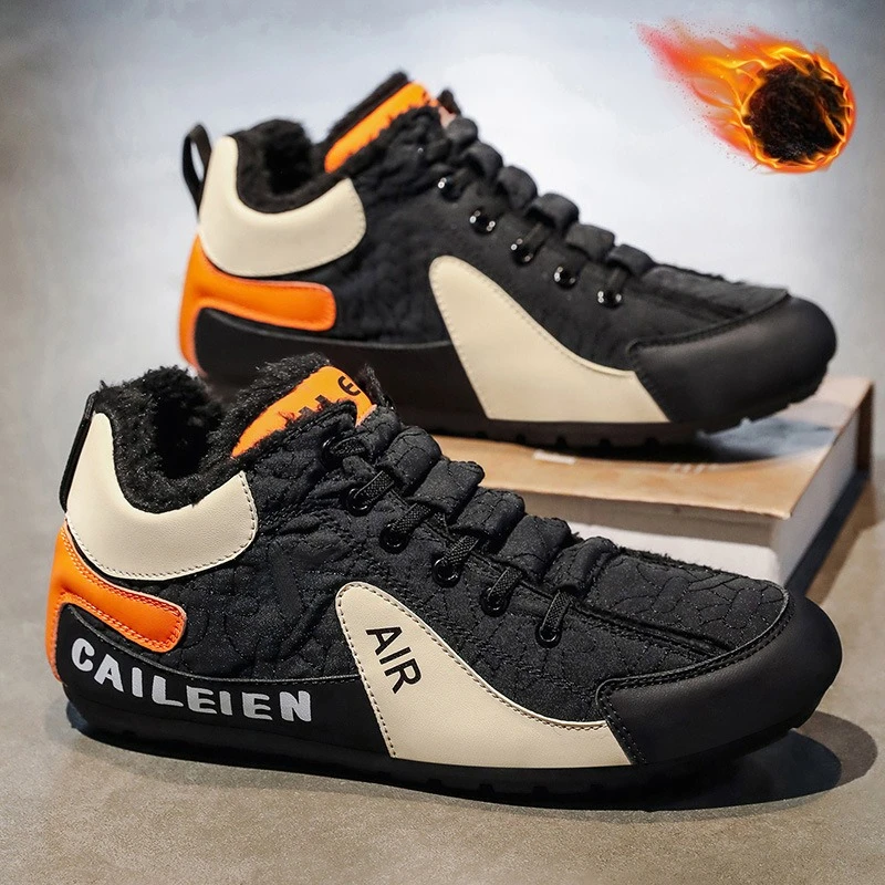 

Winter Men's Shoes Fashion Outdoor Casual Shoes Winter Plush Warm Cotton Shoes Winter Sneakers for Men Non-Slip Vulcanized Shoe