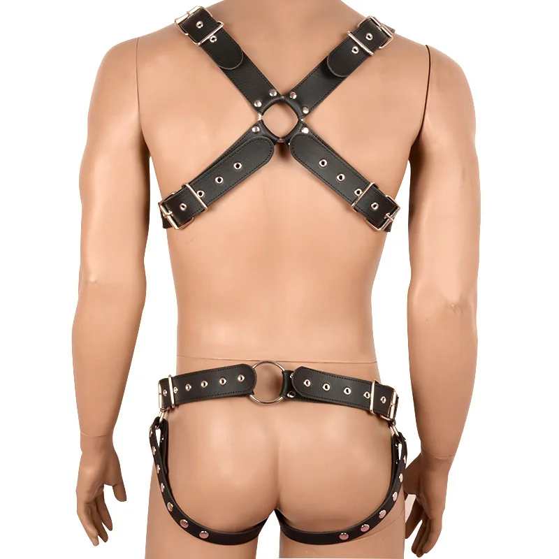 Male Body Harness Belt Lingerie PU Leather Bondage Strap Bdsm Adjustable Fetish Gay Clothing Erotic Punk Rave Underwear for Sex