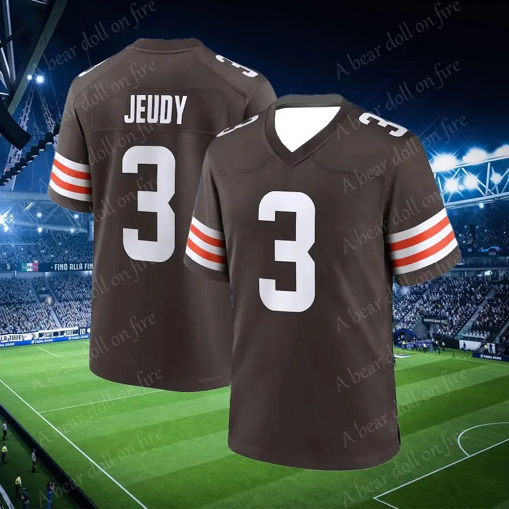 Brown Jersey No. 24/3/23 Classic Short-Sleeved Outdoorray Nick Chubb Jerry Jeudy Martin Emerson Jr. Cleveland Browns Clothing