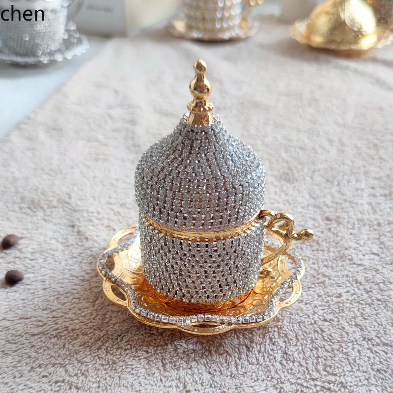 

HXL golden coffee cup, concentrated hand-flushed rhinestone, handmade 60ml dish