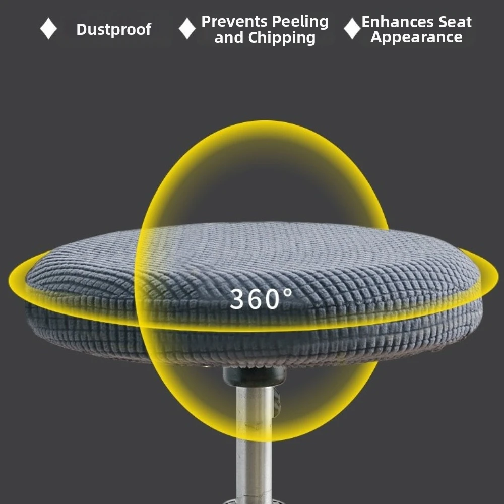 Soft Elastic Round Stool Chair Cover Wear-resistant Polar Fleece Bar Stool Covers All-inclusive Breathable Slipcover Bar Counter