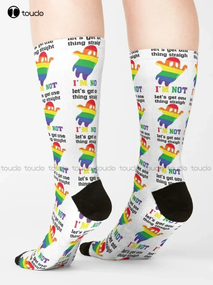 Let'S Get One Thing Straight I'M Not  Flag Lgbt Lesbian Gay Jane Austen Pride Flag Prejudice Lgbtq Lgbt Austin Month Socks Funny