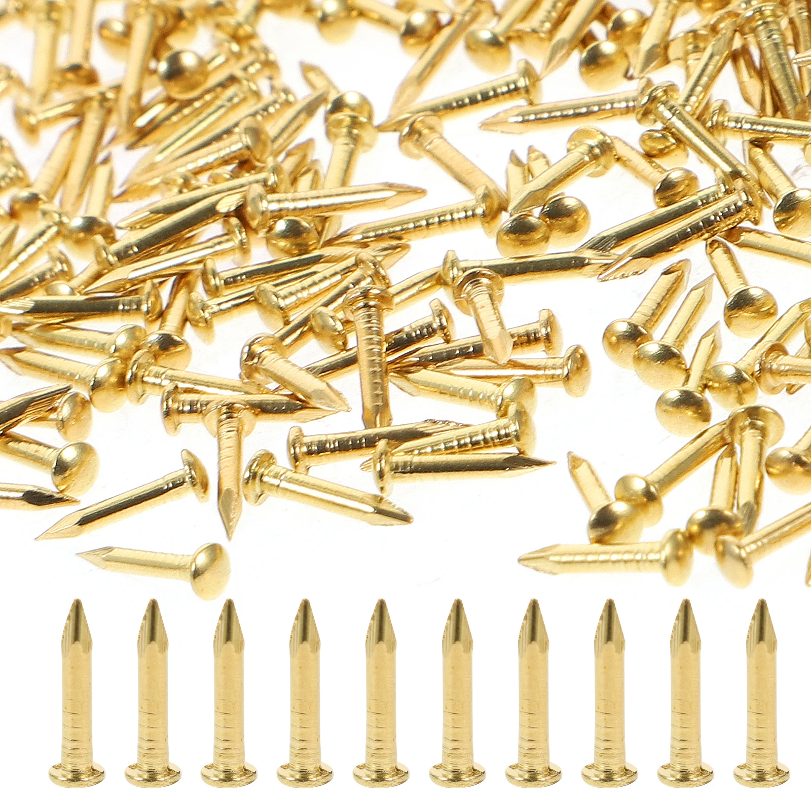 

200Pcs Brass Nails Round Head Decorative Nails Home Furniture Tacks Upholstery Carpentry Hardware Accessories Decorative Nail