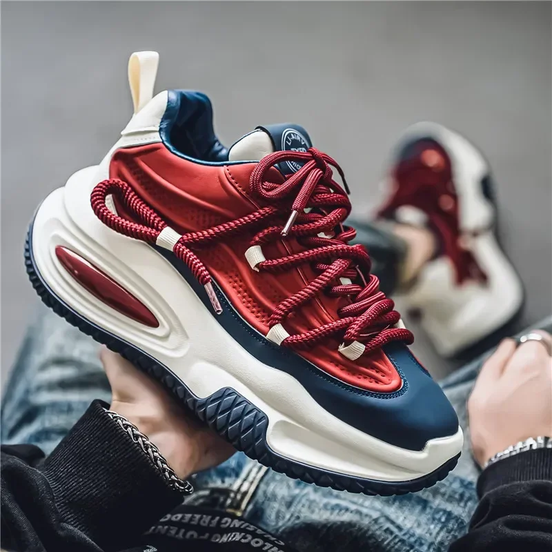 

Осень 2024, мужская уличная обувь на толстой подошве, увеличивающая рост, универсальная трендовая повседневная спортивная обувь на воздушной подушке