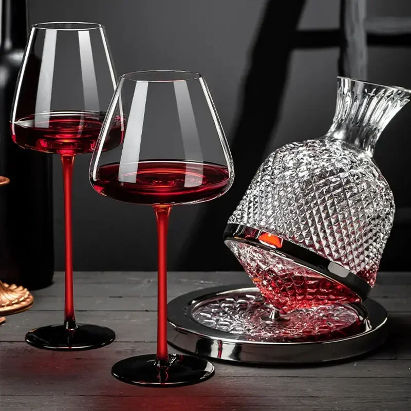 

High Grade Crystal Glass 360 Rotary Decanter Shaker 1500ml Decanter Wine Machine Aeration Mirror Pot Gift Bar Decoration