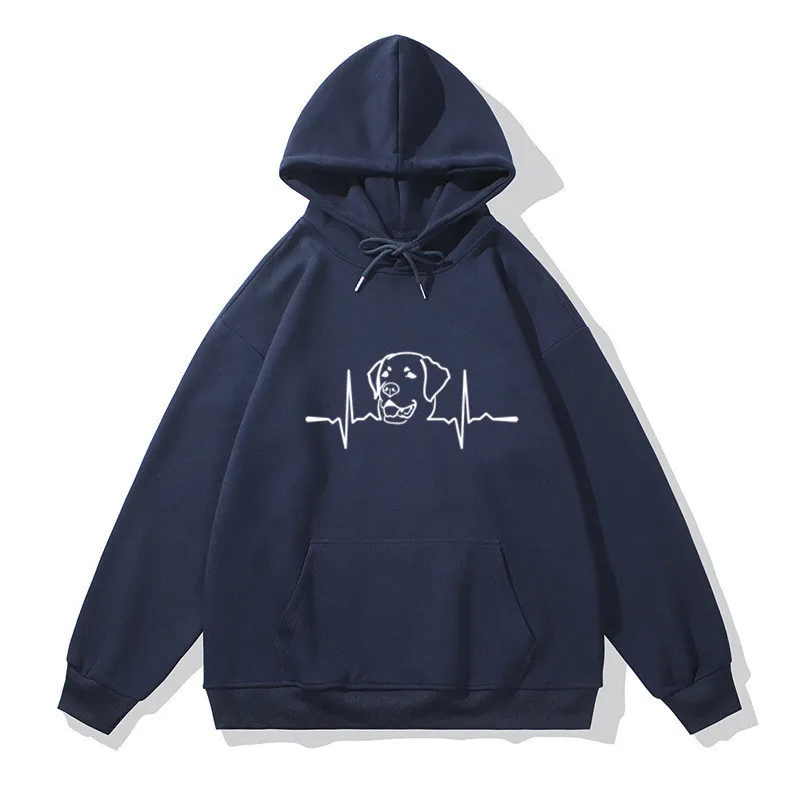 Labrador Dog Heartbeat Casual Streetwear Harajuku Men Women Cotton Hoodies Sweatshirts