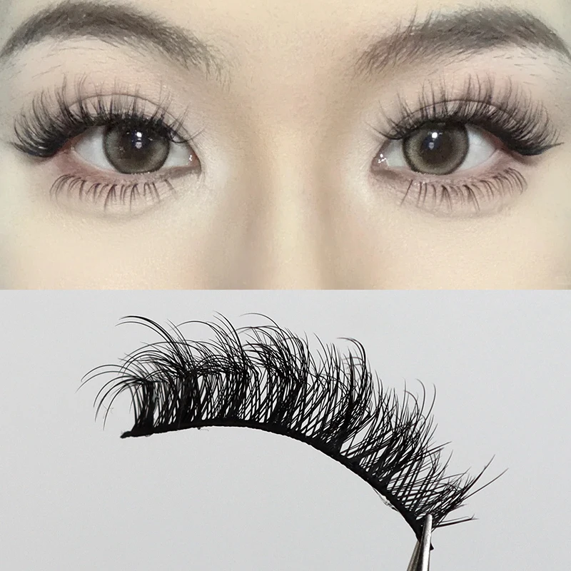 5 أزواج من الرموش الصناعية ذات الشريط الكامل الخالية من الغراء، شريط صلب على طراز المانجا الكثيفة قابل لإعادة الاستخدام #5