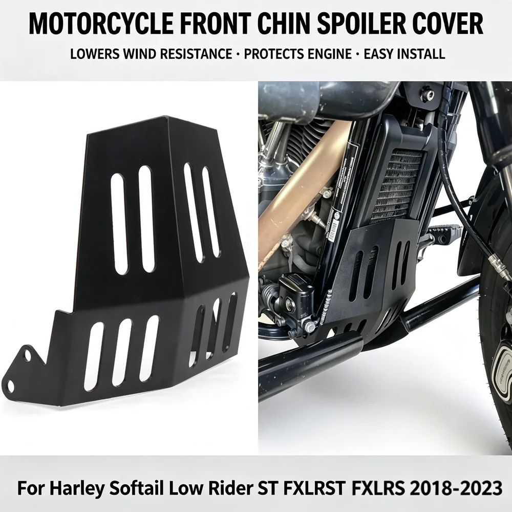 For Harley Softail Low Rider ST FXLRST FXLRS 2018-2023 Motorcycle Front Chin Spoiler Cover Fairing Guard Aluminum Black