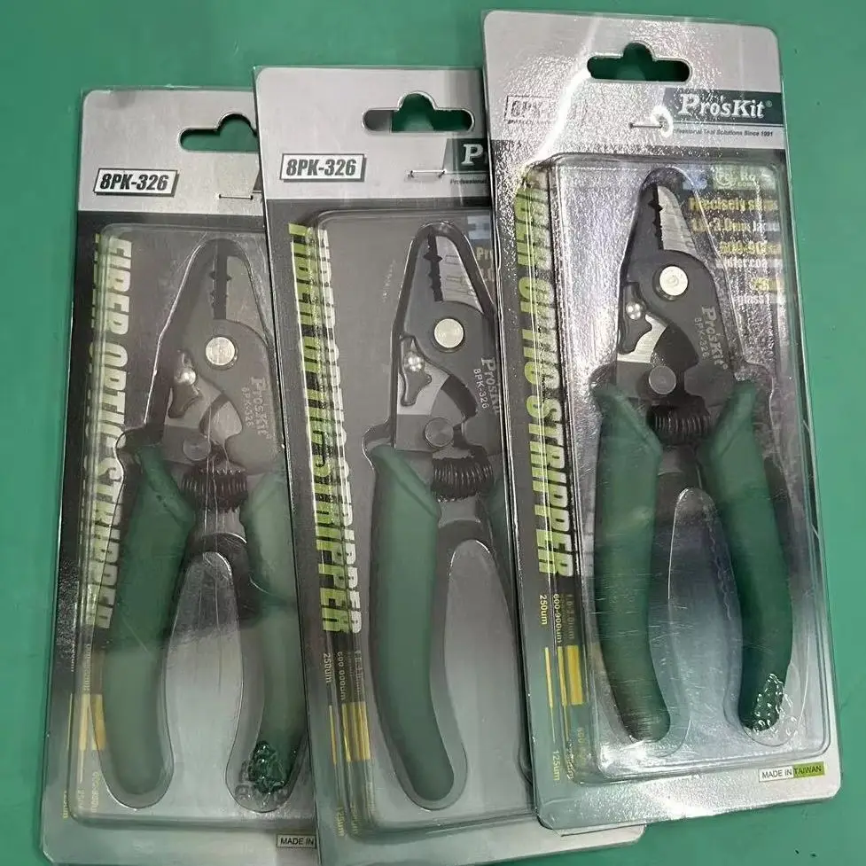 

Pro'sKit 8PK-326 Fiber Optic Stripper Tri-Hole Precision Stripping Pliers for 125μm-900μm FTTH Fiber Cable Buffer Tube Stripping