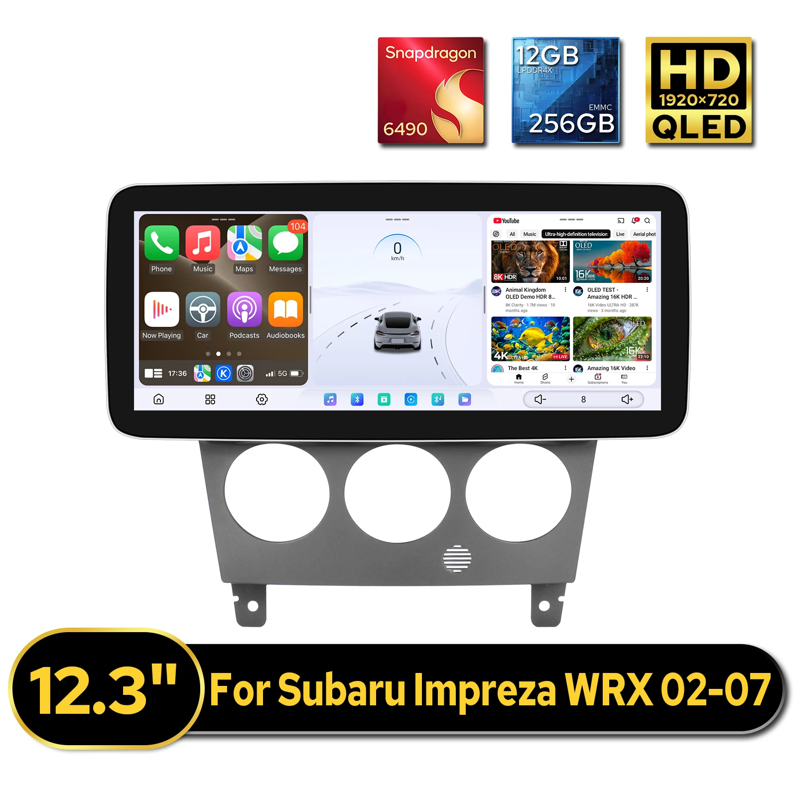 JOYING 12.3 Inch Car Multimedia Stereo for Subaru Impreza WRX 2002-2007 12GB 256GB Dual Bluetooth HDMI Input/Output USB Type-C