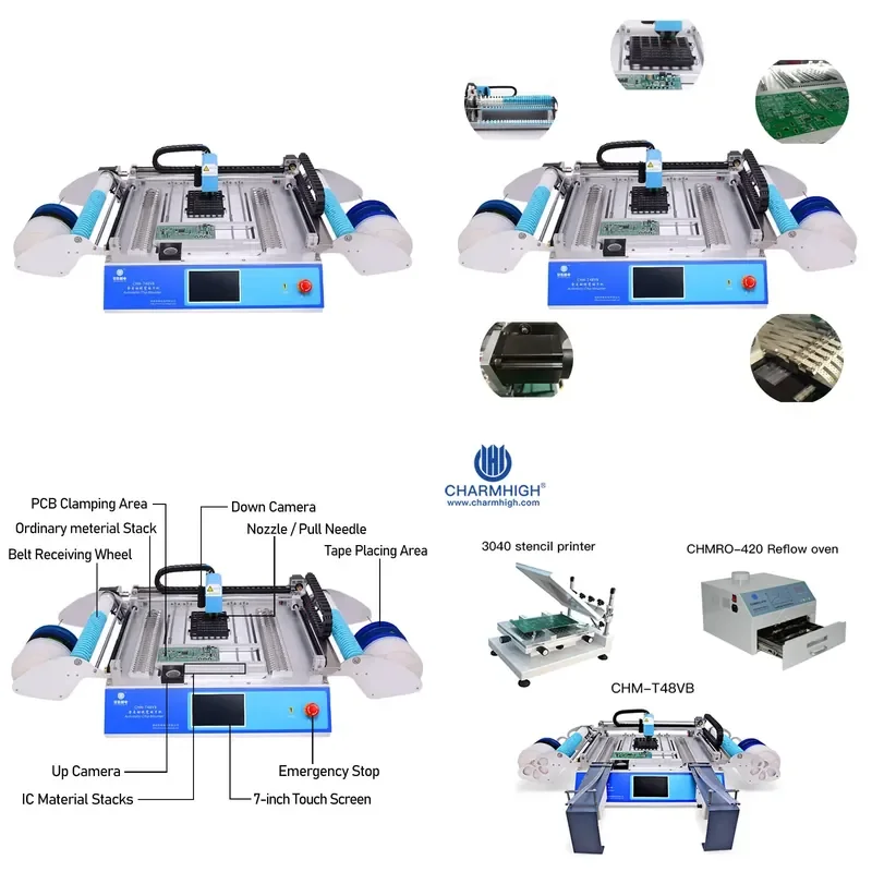 for Charmhigh Pick and Place Machine Small 2 Head Printed Circuit Board Fabricator with 58 Feeders